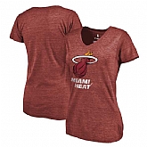 Women's Miami Heat Distressed Team Primary Logo Slim Fit Tri Blend T-Shirt FengYun,baseball caps,new era cap wholesale,wholesale hats